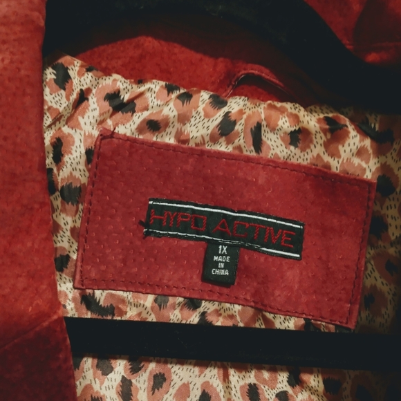 90's early 2000's Y2K leather jacket with leopard lining, Hypo Active 1x - Picture 2 of 5